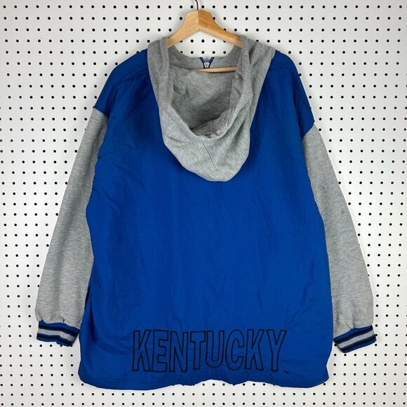 Kentucky Wildcats 90s Starter Windbreaker XL Jacket Hoodie 1/4 Zip READ Blue - Picture 2 of 9